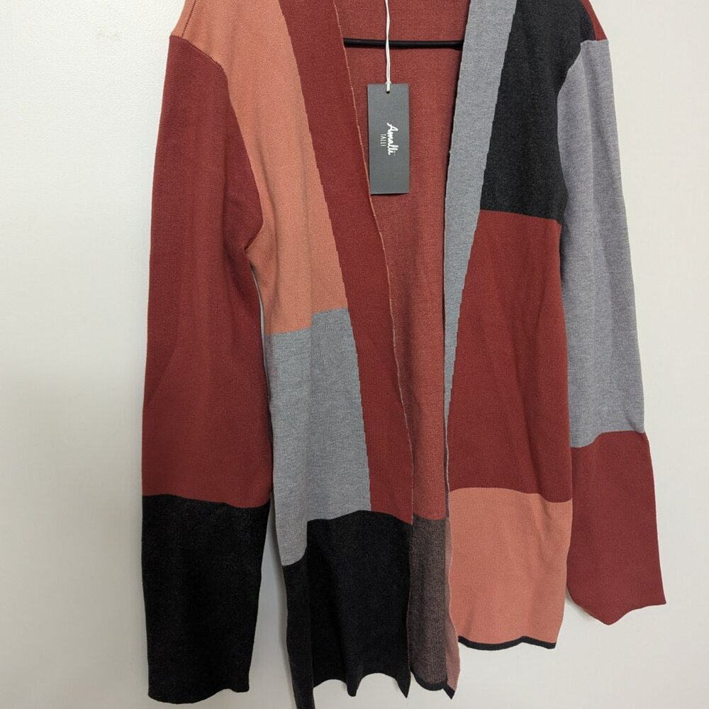 NWT Amalli Talli Pink/Grey/Camel Rust Combo Colorblock Cardigan size Large Tall - Picture 3 of 11
